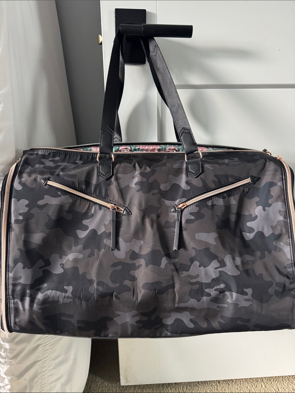 Stella & Dot Black Camo Duffel Bag
